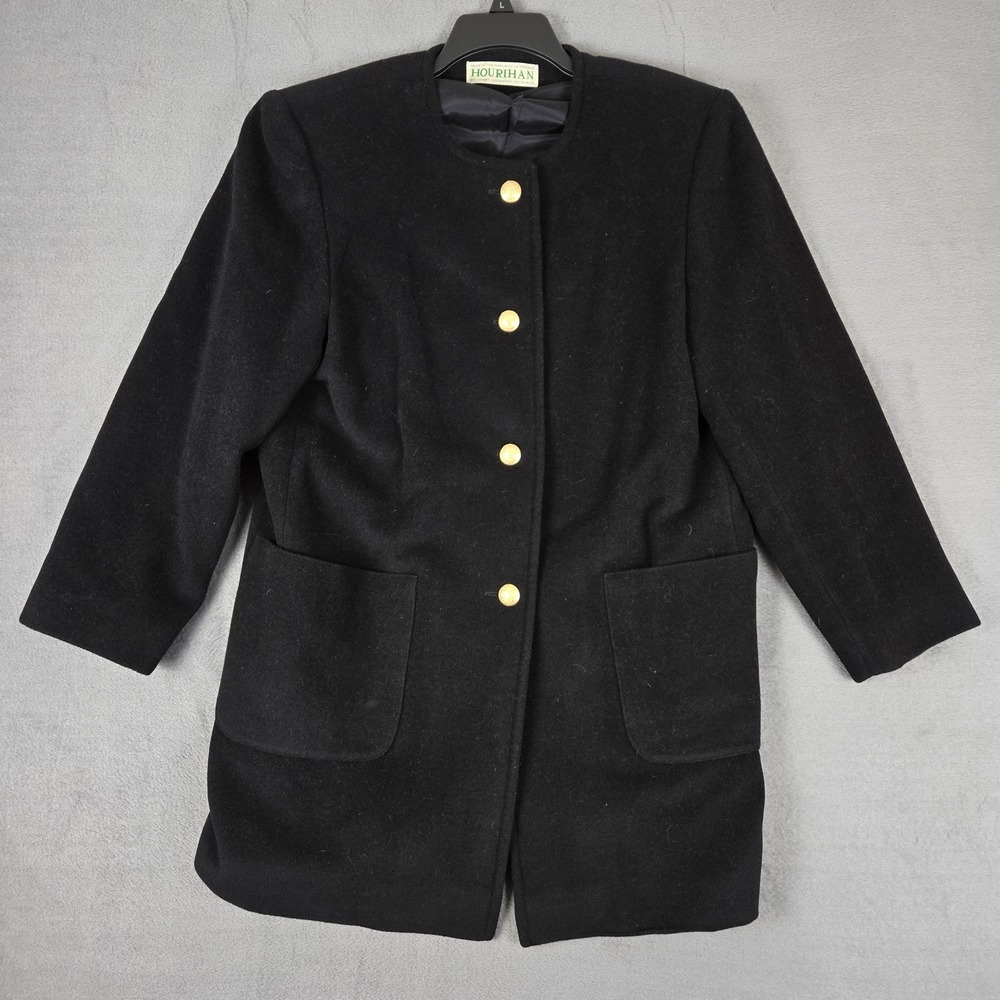 Jimmy Hourihan Jacket Womens 16‎ Black Lambswool Angora & Cashmere Coat Ireland